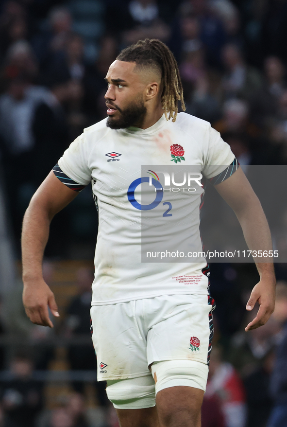 Chandler Cunningham-South of England (Harlequins) is in action during the Autumn Nations Series International Rugby match between England an...