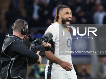 Chandler Cunningham-South of England (Harlequins) is in action during the Autumn Nations Series International Rugby match between England an...