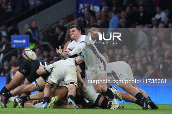 England's Ben Spencer (Bath Rugby) is in action during the Autumn Nations Series International Rugby match between England and New Zealand a...