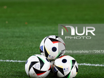 Adidas Fussballiebe official Ekstraklasa match balls are seen ahead of Puszcza Niepolomice - Lech Poznan match of the Ekstraklasa Polish Foo...