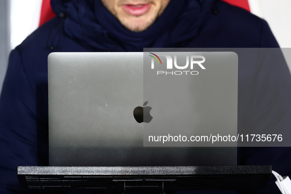 Apple MacBook is seen ahead of Puszcza Niepolomice - Lech Poznan match of the Ekstraklasa Polish Football League, at Cracovia Stadium in Kra...