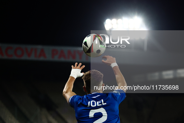 Joel Pereira of Lech Poznan throws the ball out of bounds during Puszcza Niepolomice - Lech Poznan match of the Ekstraklasa Polish Football...