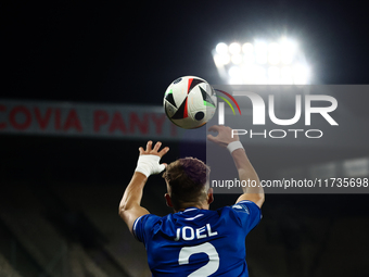 Joel Pereira of Lech Poznan throws the ball out of bounds during Puszcza Niepolomice - Lech Poznan match of the Ekstraklasa Polish Football...