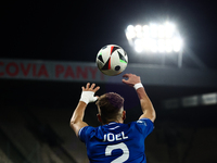 Joel Pereira of Lech Poznan throws the ball out of bounds during Puszcza Niepolomice - Lech Poznan match of the Ekstraklasa Polish Football...