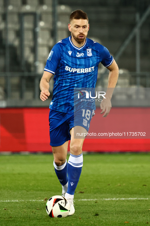 Bartosz Salamon of Lech Poznan during Puszcza Niepolomice - Lech Poznan match of the Ekstraklasa Polish Football League, at Cracovia Stadium...