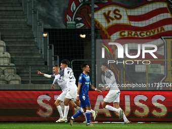 Dawid Szymonowicz of Puszcza Niepolomice celebrates the goal during Puszcza Niepolomice - Lech Poznan match of the Ekstraklasa Polish Footba...