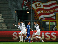 Dawid Szymonowicz of Puszcza Niepolomice celebrates the goal during Puszcza Niepolomice - Lech Poznan match of the Ekstraklasa Polish Footba...