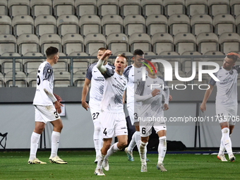 Dawid Szymonowicz of Puszcza Niepolomice celebrates the goal during Puszcza Niepolomice - Lech Poznan match of the Ekstraklasa Polish Footba...