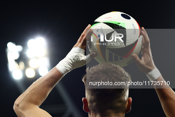 Joel Pereira of Lech Poznan throws the ball out of bounds during Puszcza Niepolomice - Lech Poznan match of the Ekstraklasa Polish Football...