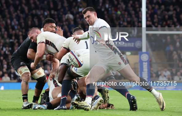 England's Ben Spencer (Bath Rugby) is in action during the Autumn Nations Series International Rugby match between England and New Zealand a...