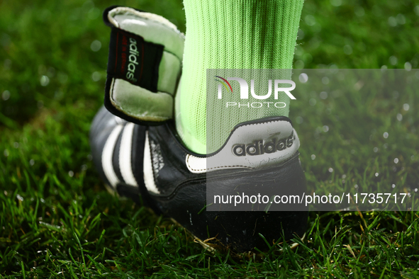 Adidas shoe during Puszcza Niepolomice - Lech Poznan match of the Ekstraklasa Polish Football League, at Cracovia Stadium in Krakow, Poland...