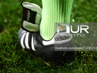 Adidas shoe during Puszcza Niepolomice - Lech Poznan match of the Ekstraklasa Polish Football League, at Cracovia Stadium in Krakow, Poland...