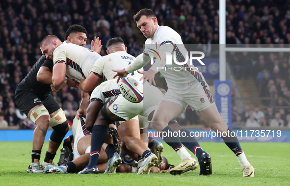 England's Ben Spencer (Bath Rugby) is in action during the Autumn Nations Series International Rugby match between England and New Zealand a...