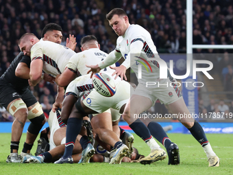 England's Ben Spencer (Bath Rugby) is in action during the Autumn Nations Series International Rugby match between England and New Zealand a...