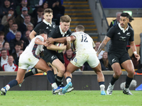 Jordie Barrett of New Zealand is in action during the Autumn Nations Series International Rugby match between England and New Zealand at All...