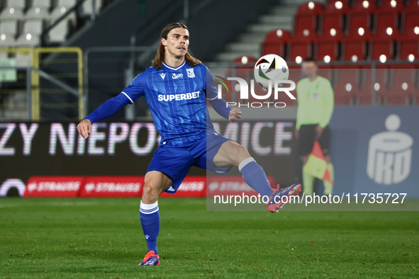 Elias Andersson of Lech Poznan during Puszcza Niepolomice - Lech Poznan match of the Ekstraklasa Polish Football League, at Cracovia Stadium...