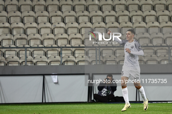 Michalis Kosidis of Puszcza Niepolomice celebrates the goal during Puszcza Niepolomice - Lech Poznan match of the Ekstraklasa Polish Footbal...