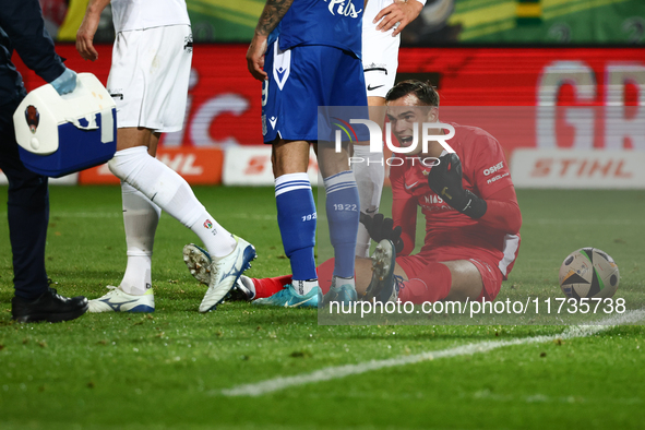 Kewin Komar of Puszcza Niepolomice during Puszcza Niepolomice - Lech Poznan match of the Ekstraklasa Polish Football League, at Cracovia Sta...