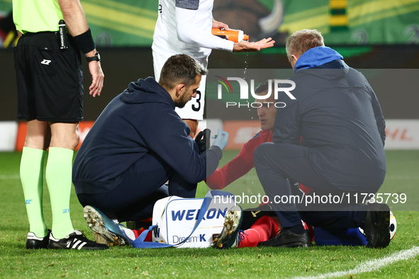 Kewin Komar of Puszcza Niepolomice during Puszcza Niepolomice - Lech Poznan match of the Ekstraklasa Polish Football League, at Cracovia Sta...