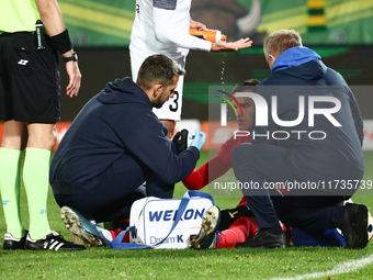 Kewin Komar of Puszcza Niepolomice during Puszcza Niepolomice - Lech Poznan match of the Ekstraklasa Polish Football League, at Cracovia Sta...