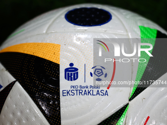 Adidas Fussballiebe official Ekstraklasa match ball is seen during Puszcza Niepolomice - Lech Poznan match of the Ekstraklasa Polish Footbal...