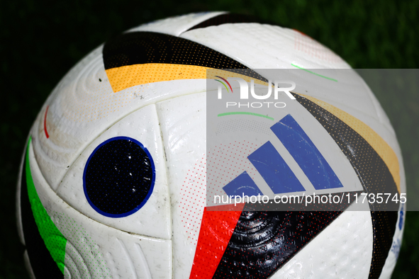 Adidas Fussballiebe official Ekstraklasa match ball is seen during Puszcza Niepolomice - Lech Poznan match of the Ekstraklasa Polish Footbal...