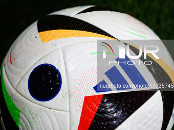 Adidas Fussballiebe official Ekstraklasa match ball is seen during Puszcza Niepolomice - Lech Poznan match of the Ekstraklasa Polish Footbal...