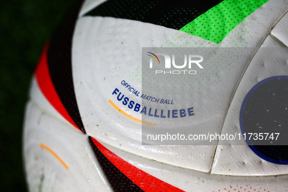 Adidas Fussballiebe official Ekstraklasa match ball is seen during Puszcza Niepolomice - Lech Poznan match of the Ekstraklasa Polish Footbal...