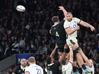 Ollie Lawrence of England (Bath Rugby) plays during the Autumn Nations Series International Rugby match between England and New Zealand at A...