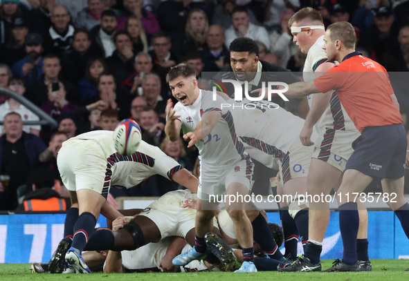 England's Harry Randall (Bristol Bears) is in action during the Autumn Nations Series International Rugby match between England and New Zeal...