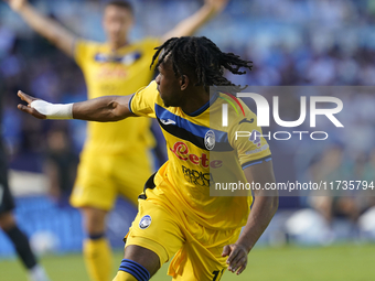 Ademola Lookman of Atalanta BC celebrates after scoring during the Serie A match between SSC Napoli and Atalanta BC at Stadio Diego Armando...