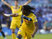 Ademola Lookman of Atalanta BC celebrates after scoring during the Serie A match between SSC Napoli and Atalanta BC at Stadio Diego Armando...