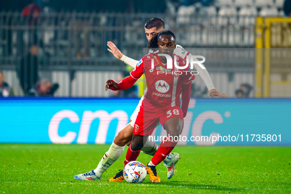 Warren Bondo participates in the match between AC Monza and AC Milan, Serie A, at U-Power Stadium in Monza, Italy, on November 2, 2024. 