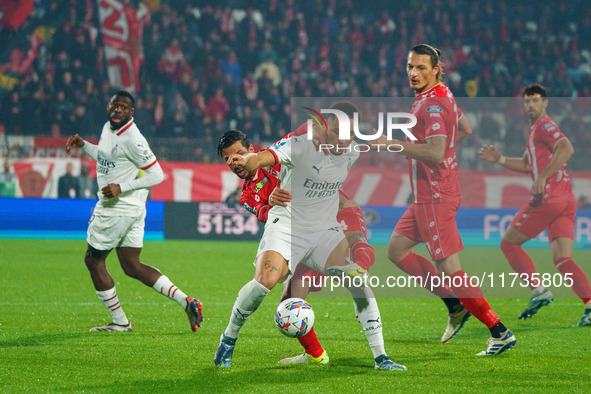 Noah Okafor participates in the match between AC Monza and AC Milan, Serie A, at U-Power Stadium in Monza, Italy, on November 2, 2024. 