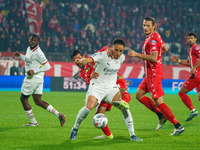 Noah Okafor participates in the match between AC Monza and AC Milan, Serie A, at U-Power Stadium in Monza, Italy, on November 2, 2024. (