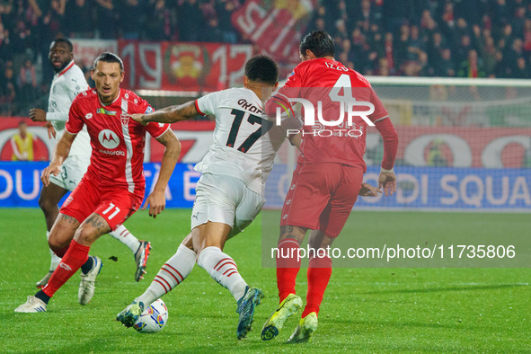 Noah Okafor participates in the match between AC Monza and AC Milan, Serie A, at U-Power Stadium in Monza, Italy, on November 2, 2024. 