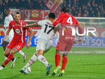 Noah Okafor participates in the match between AC Monza and AC Milan, Serie A, at U-Power Stadium in Monza, Italy, on November 2, 2024. (