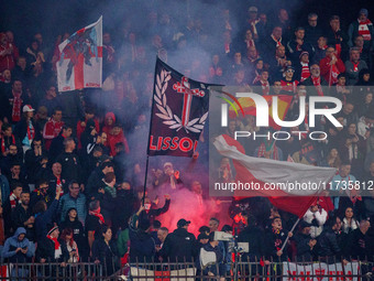 An AC Monza supporter of Curva Davide Pieri attends the AC Monza vs AC Milan Serie A match at U-Power Stadium in Monza, Italy, on November 2...