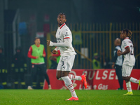 Rafael Leao plays during the AC Monza vs AC Milan Serie A match at U-Power Stadium in Monza, Italy, on November 2, 2024. (