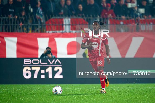 Warren Bondo participates in the match between AC Monza and AC Milan, Serie A, at U-Power Stadium in Monza, Italy, on November 2, 2024. 