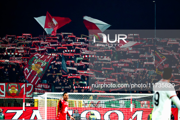 An AC Monza supporter of Curva Davide Pieri attends the AC Monza vs AC Milan Serie A match at U-Power Stadium in Monza, Italy, on November 2...