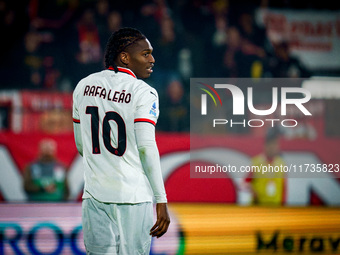 Rafael Leao plays during the AC Monza vs AC Milan Serie A match at U-Power Stadium in Monza, Italy, on November 2, 2024. (