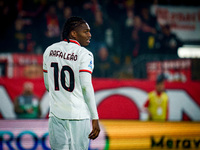 Rafael Leao plays during the AC Monza vs AC Milan Serie A match at U-Power Stadium in Monza, Italy, on November 2, 2024. (