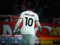 Rafael Leao plays during the AC Monza vs AC Milan Serie A match at U-Power Stadium in Monza, Italy, on November 2, 2024. (