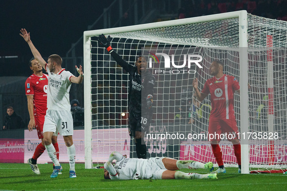 Mike Maignan participates in the match between AC Monza and AC Milan, Serie A, at U-Power Stadium in Monza, Italy, on November 2, 2024. 