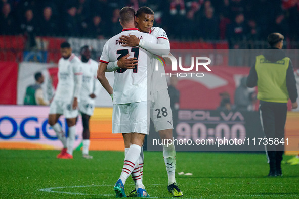 Malick Thiaw celebrates during the match between AC Monza and AC Milan, Serie A, at U-Power Stadium in Monza, Italy, on November 2, 2024. 