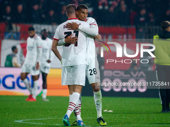 Malick Thiaw celebrates during the match between AC Monza and AC Milan, Serie A, at U-Power Stadium in Monza, Italy, on November 2, 2024. (