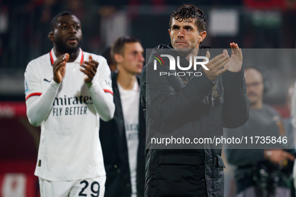 Christian Pulisic participates in the match between AC Monza and AC Milan, Serie A, at U-Power Stadium in Monza, Italy, on November 2, 2024....