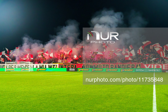 An AC Monza supporter of Curva Davide Pieri attends the AC Monza vs AC Milan Serie A match at U-Power Stadium in Monza, Italy, on November 2...