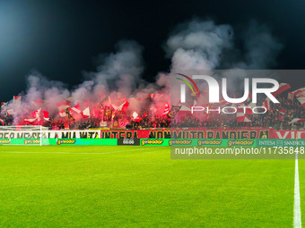 An AC Monza supporter of Curva Davide Pieri attends the AC Monza vs AC Milan Serie A match at U-Power Stadium in Monza, Italy, on November 2...